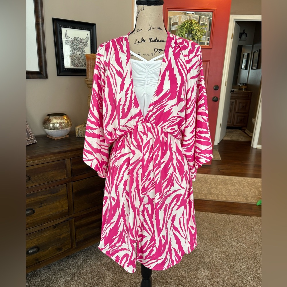 Tyche Vibrant Pink and White Dress